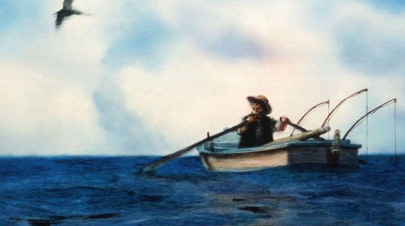 Кадр из мультипликационного фильма Александра Петрова «Старик и море» (1999)