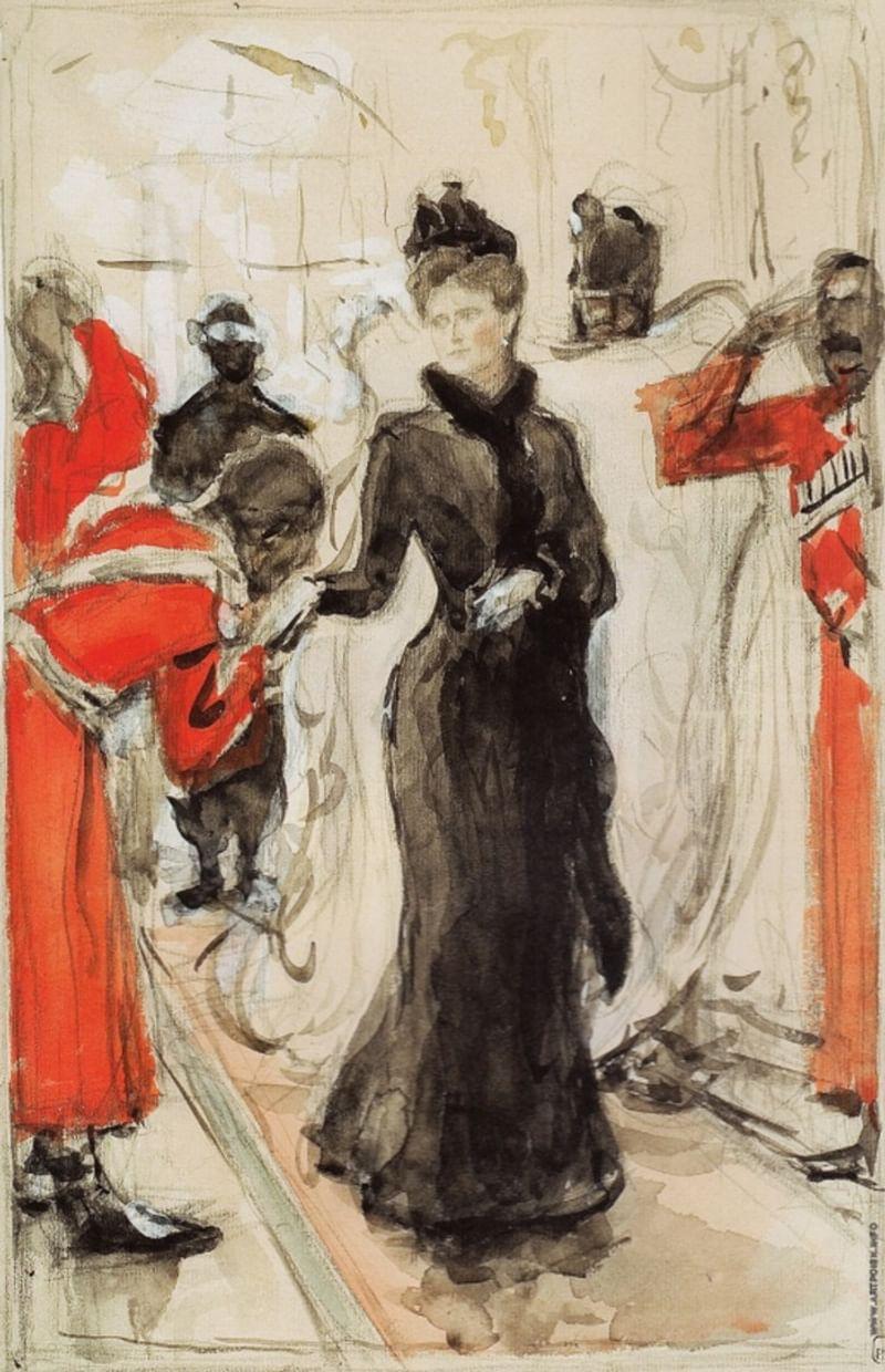 Выход императрицы Александры Федоровны от заутрени. Не позднее 1901 года