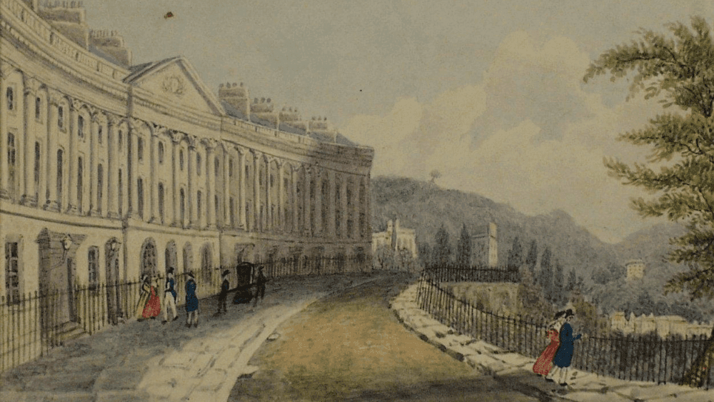 Джейн Хэртсхорн. Вид Бата, Кэмден Плейс (фрагмент). 1829