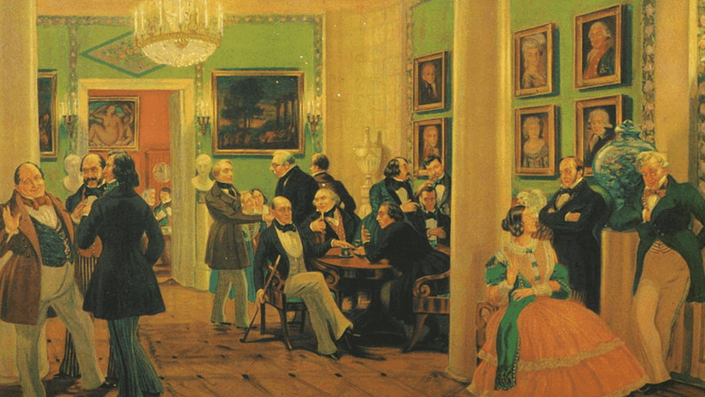 Борис Кустодиев. В московской гостиной 1840-х годов (фрагмент). 1912