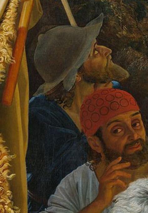 Себя художник тоже изобразил — в облике странника с посохом.