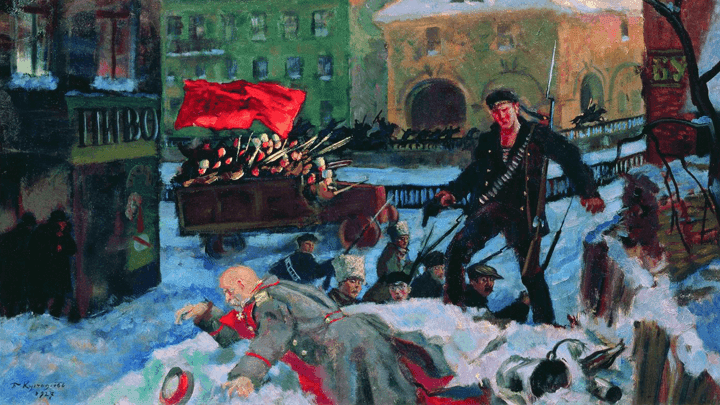 Борис Кустодиев. Октябрь в Петрограде (фрагмент). 1927. Государственная Третьяковская галерея, Москва