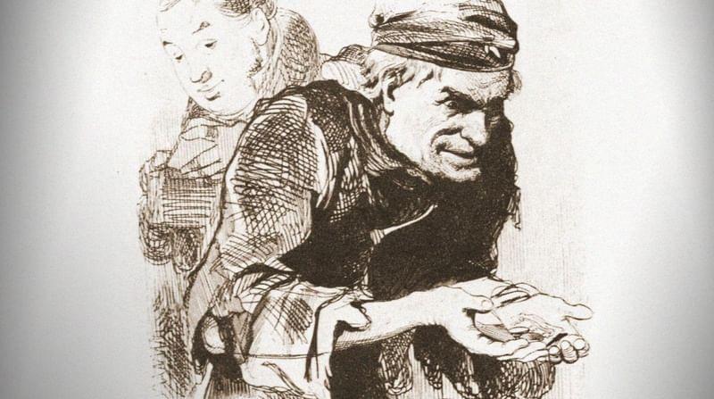 Александр Агин. Чичиков и Плюшкин (фрагмент). Иллюстрация к поэме Николая Гоголя «Мертвые души». 1846. Государственный музей изобразительных искусств имени А.С. Пушкина, Москва