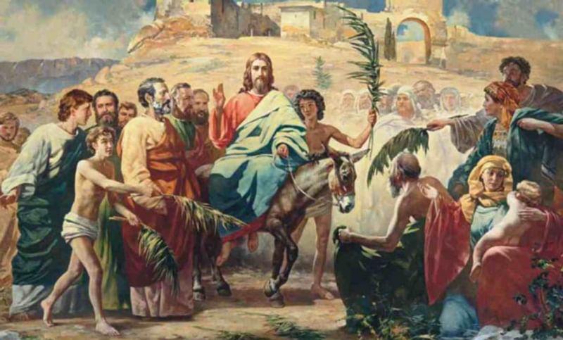 Иисус Христос с учениками по пути в Иерусалим
