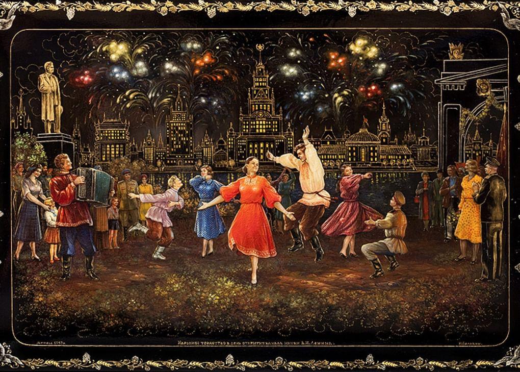 Лаковая шкатулка «Народное торжество в день открытия канала им. В.И. Ленина»