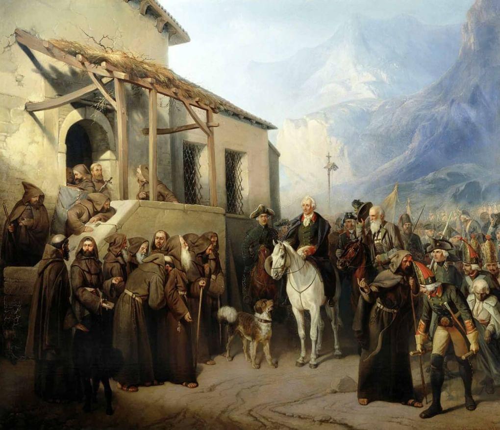 А.И. Шарлемань. Фельдмаршал А.В. Суворов на вершине Сен-Готарда 13 сентября 1799 года. 1855. Государственный музей-заповедник «Гатчина»
