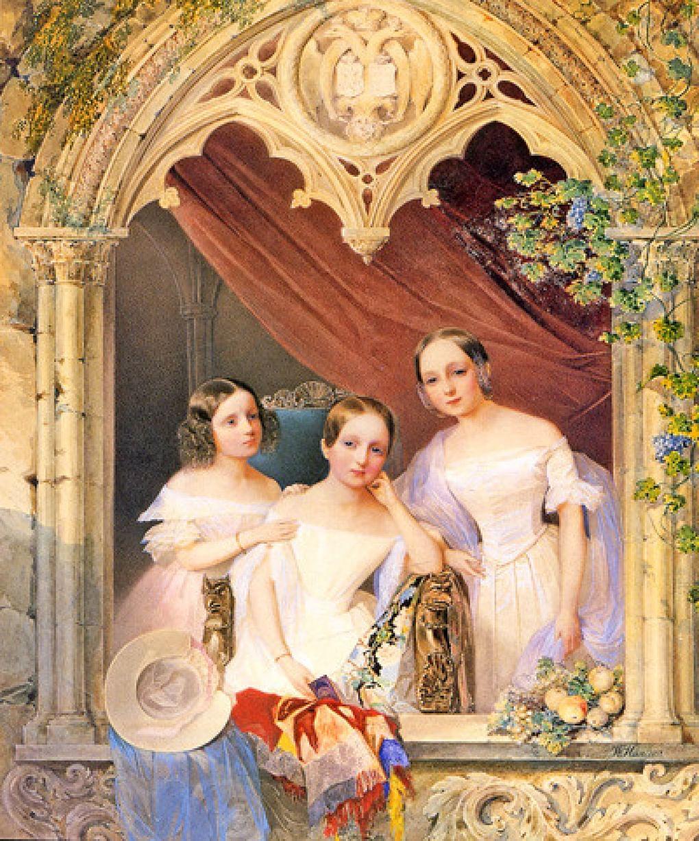 В.И. Гау. Великие княжны Екатерина, Елизавета и Мария Михайловны. 1838