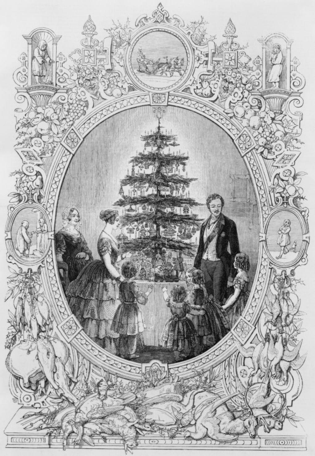Рождественская елка в Виндзорском замке. 1848. Иллюстрация из газеты The Illustrated London News