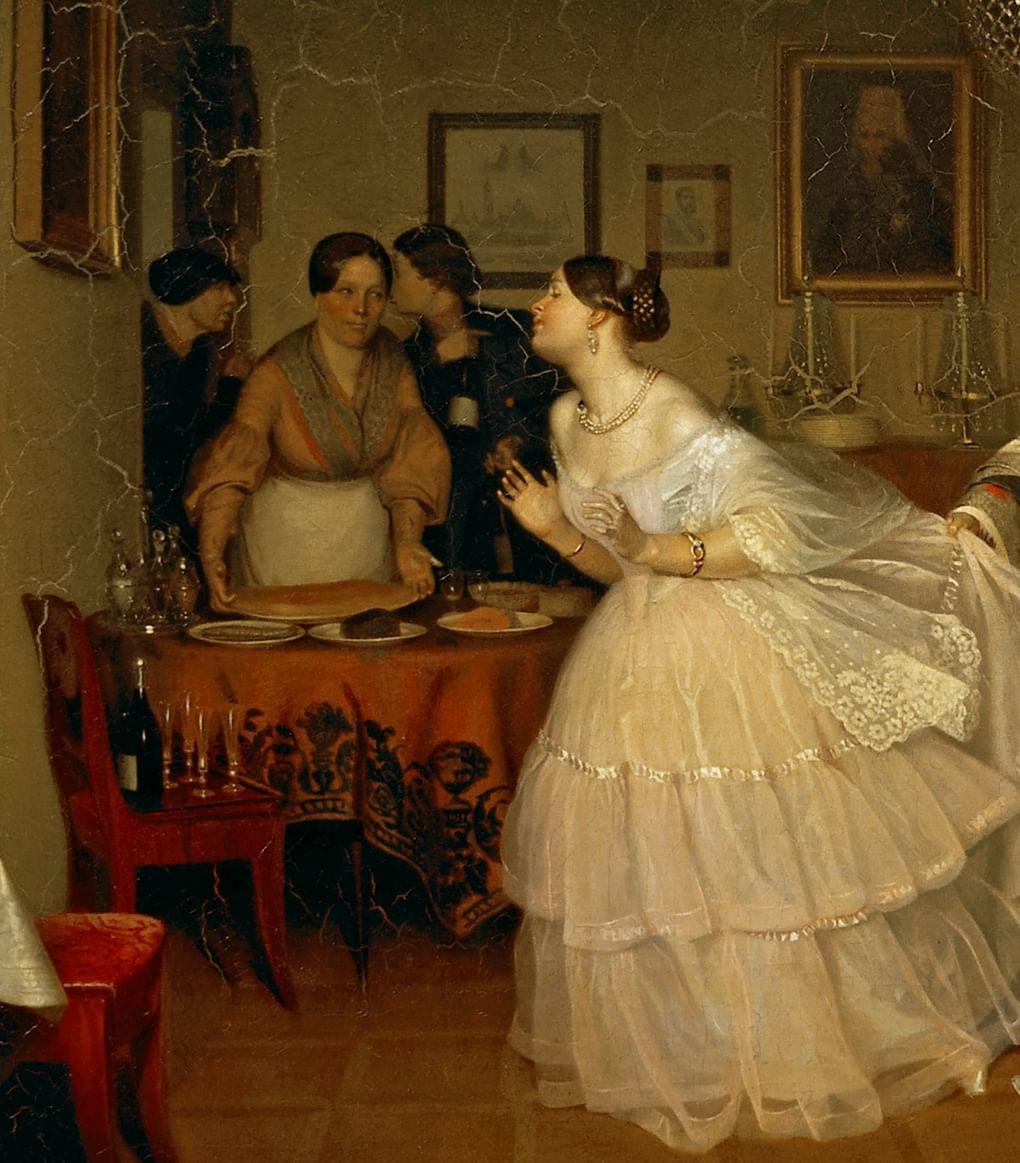 П. Федотов. Сватовство майора (фрагмент). 1848. ГТГ
