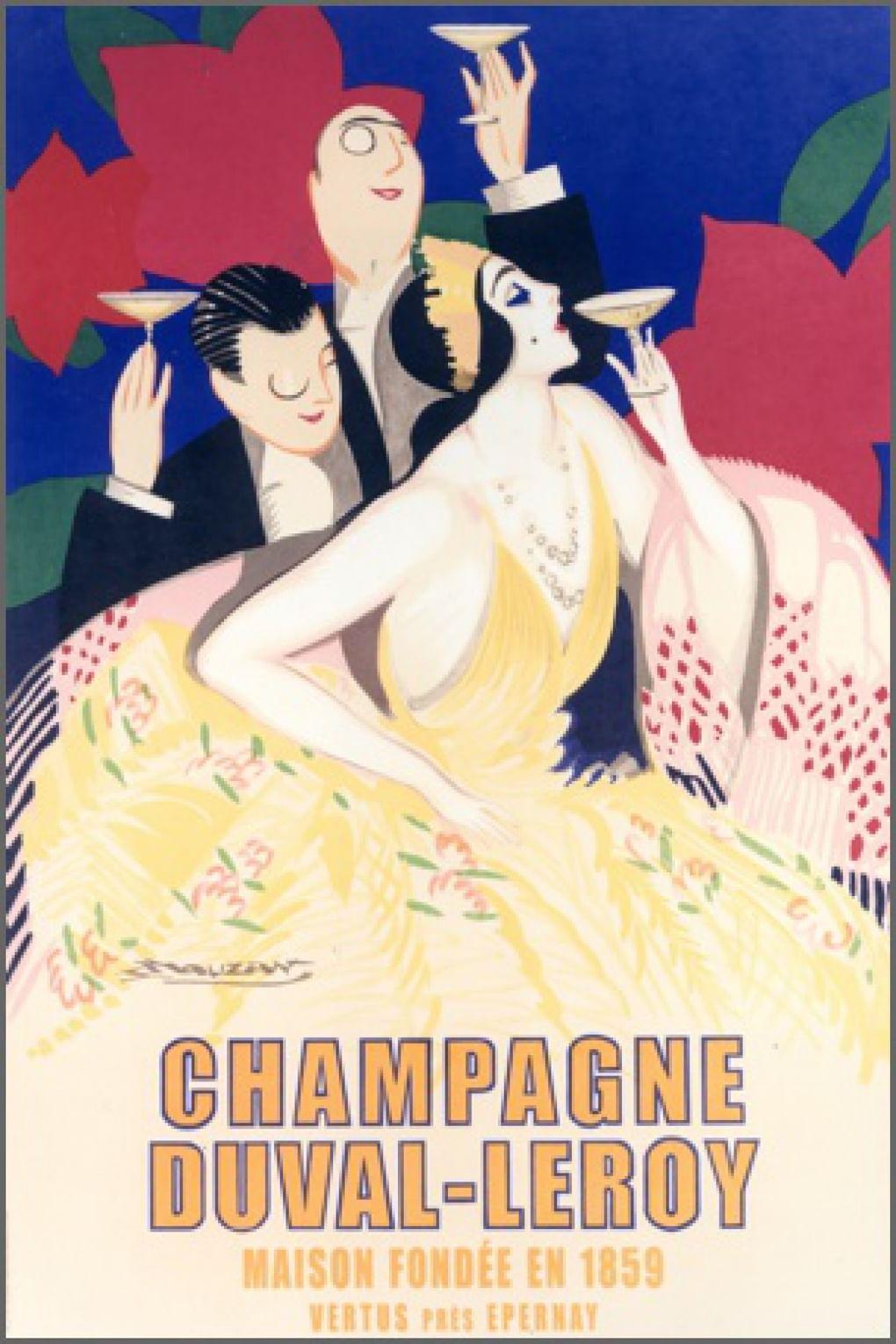 Реклама шампанского Duval-Leroy, 1920-е. Художник — Achille Luciano Mauzan