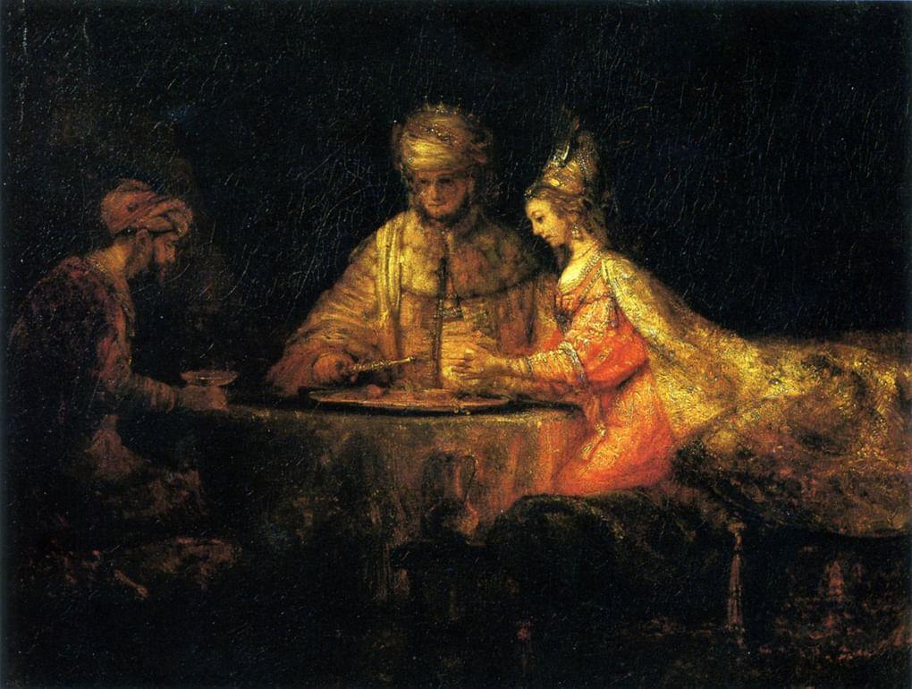 Рембрандт. Артаксеркс, Аман и Эсфирь. 1660. ГМИИ