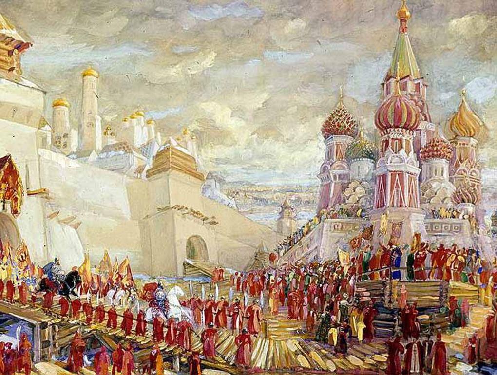 Федор Федоровский. Эскиз декорации к заключительной сцене оперы Михаила Глинки «Иван Сусанин». 1939. Изображение: издательство «Музыка», 1940 год