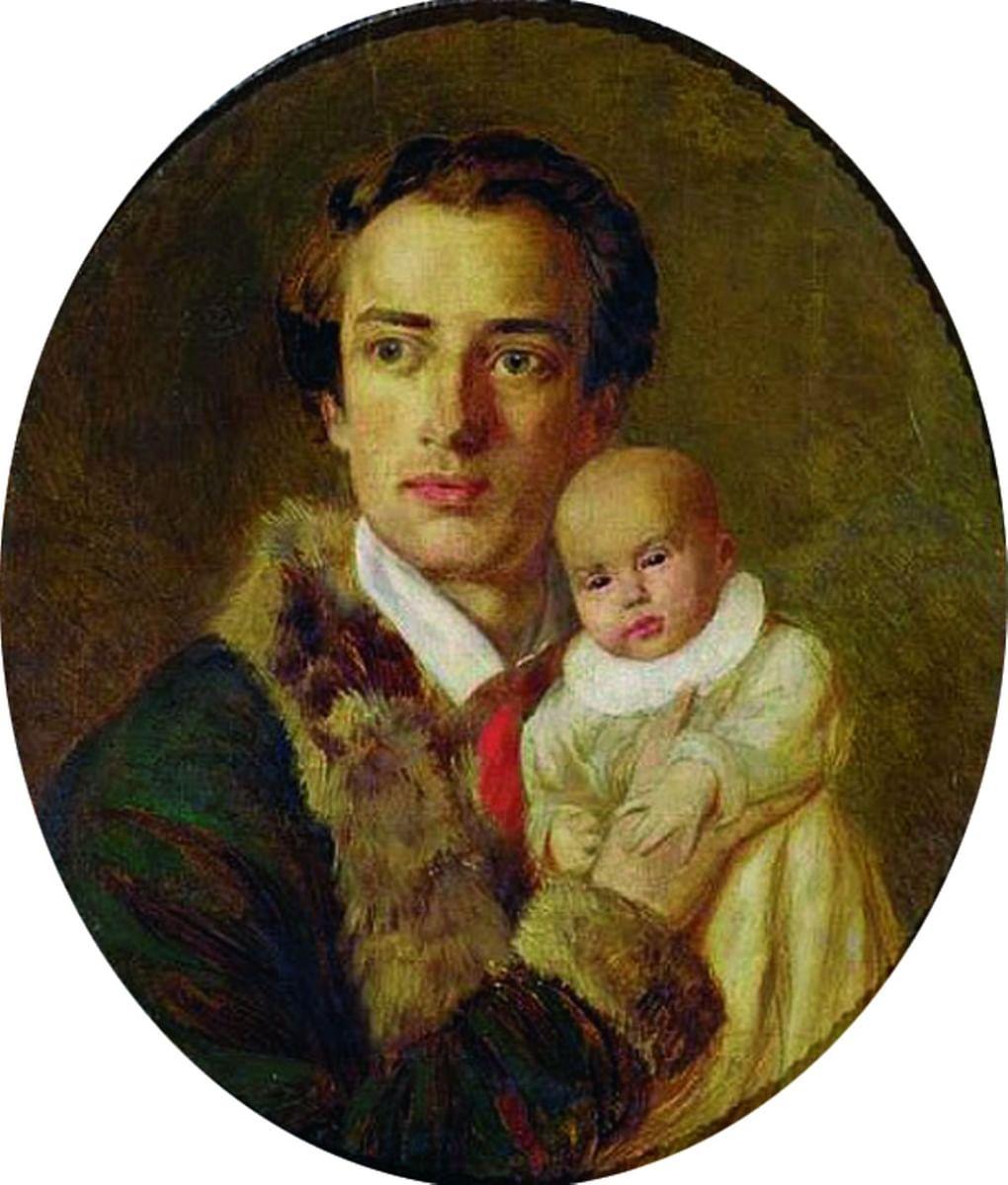 Александр Витберг. Портрет Александра Герцена с сыном. 1836. Дом-музей А.И. Герцена