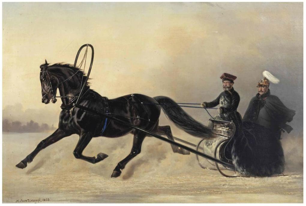 Н. Е. Сверчков. Император Николай I на зимнем выезде. 1853