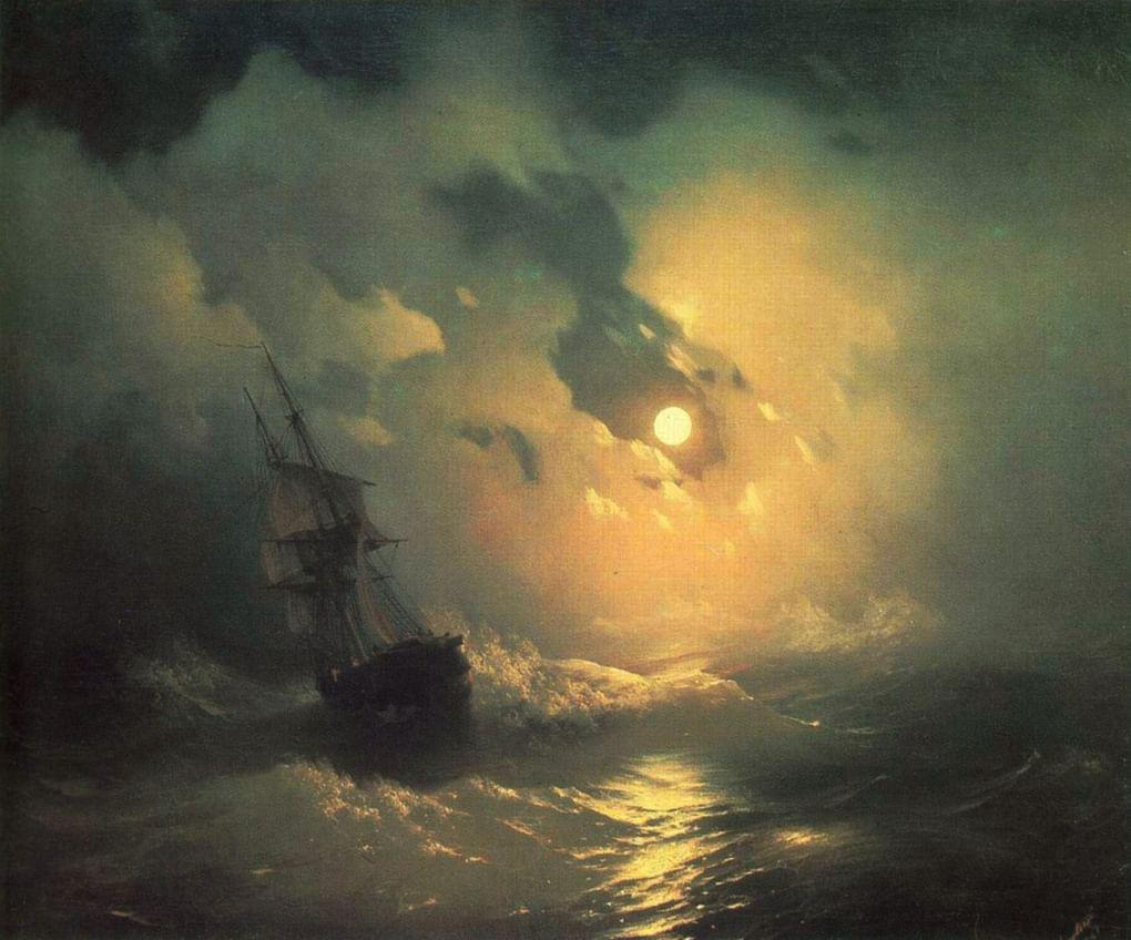 Иван Айвазовский. Буря на море ночью. 1849
