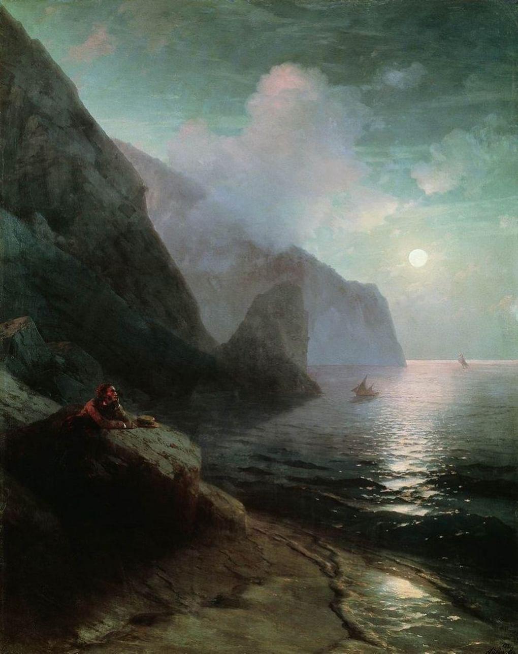 Иван Айвазовский. А.С. Пушкин в Крыму у Гурзуфских скал. 1880. Одесский художественный музей