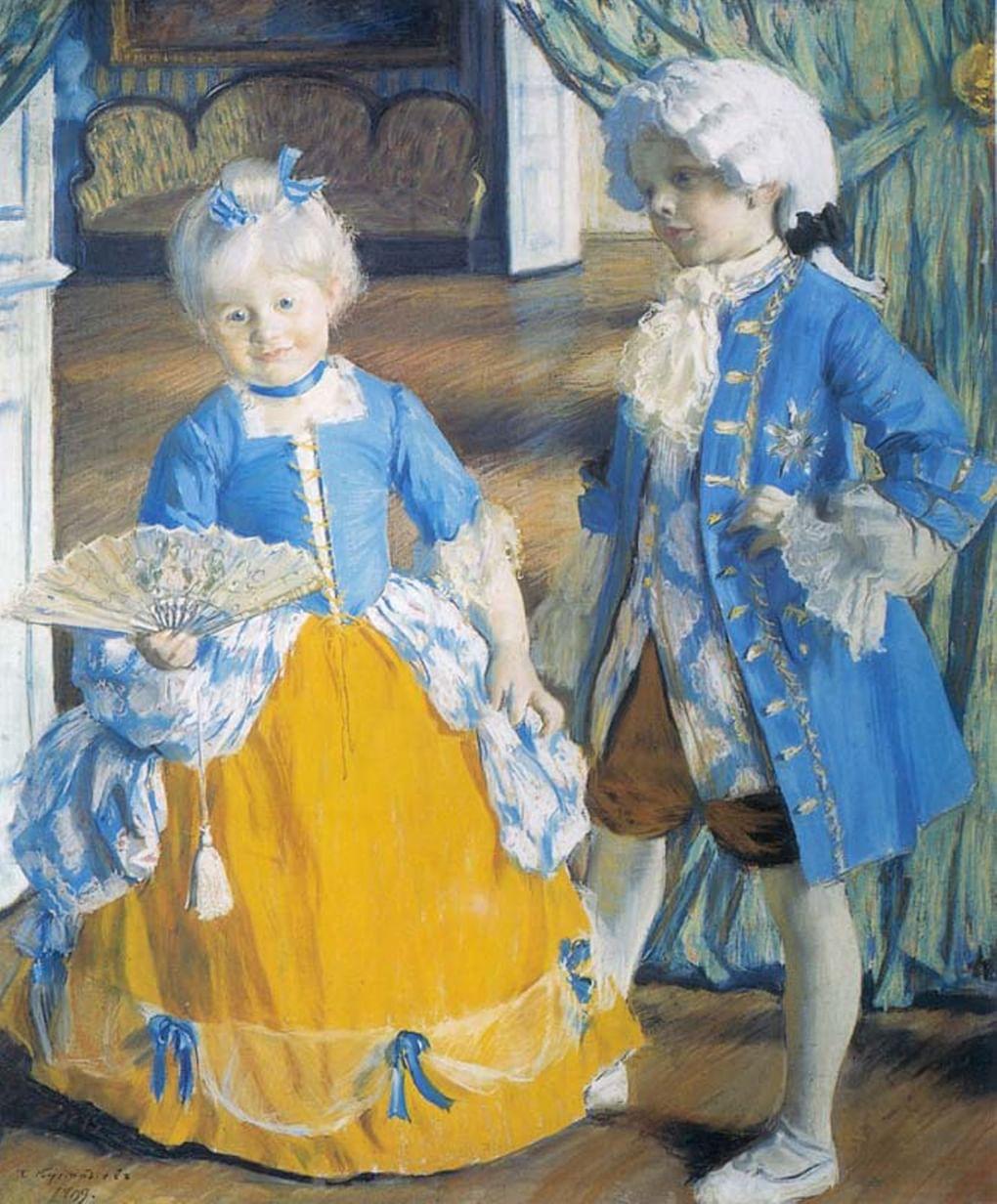 Борис Кустодиев. Дети в маскарадных костюмах. 1909. ГРМ