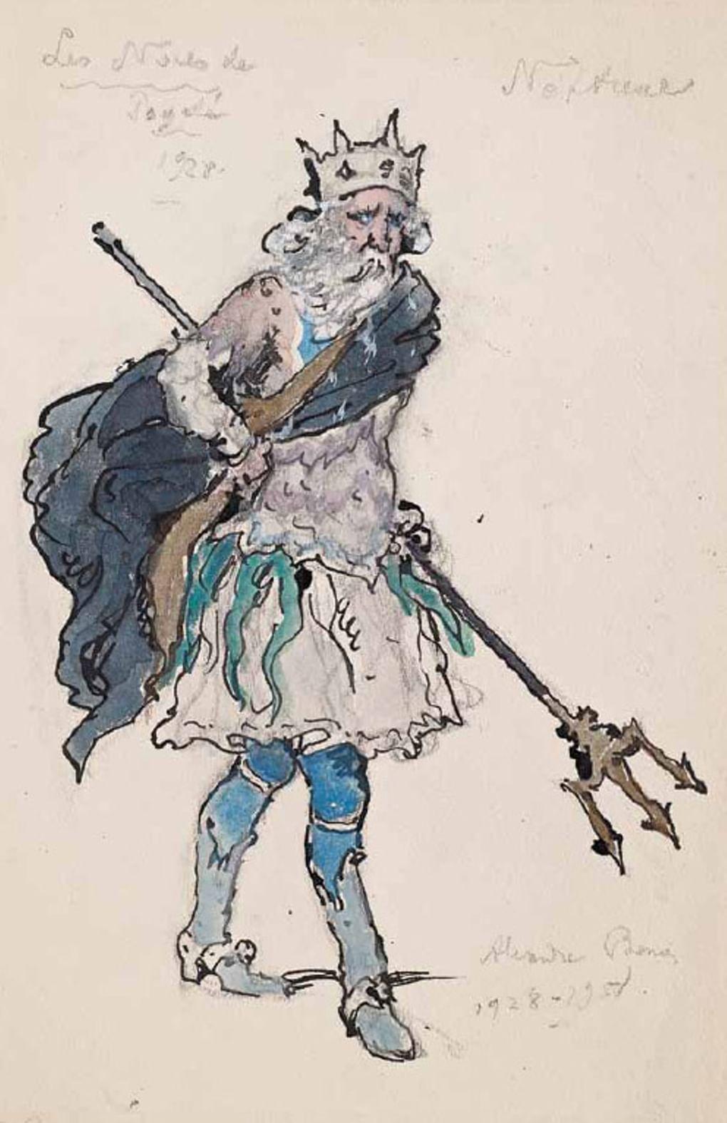 Александр Бенуа. Эскиз костюма Нептуна к балету «Амур и Психея». 1928