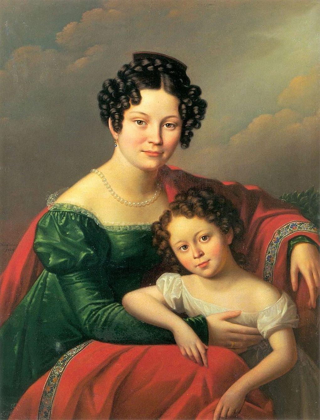 Юзеф Олешкевич. Портрет молодой женщины с ребёнком.1824 год