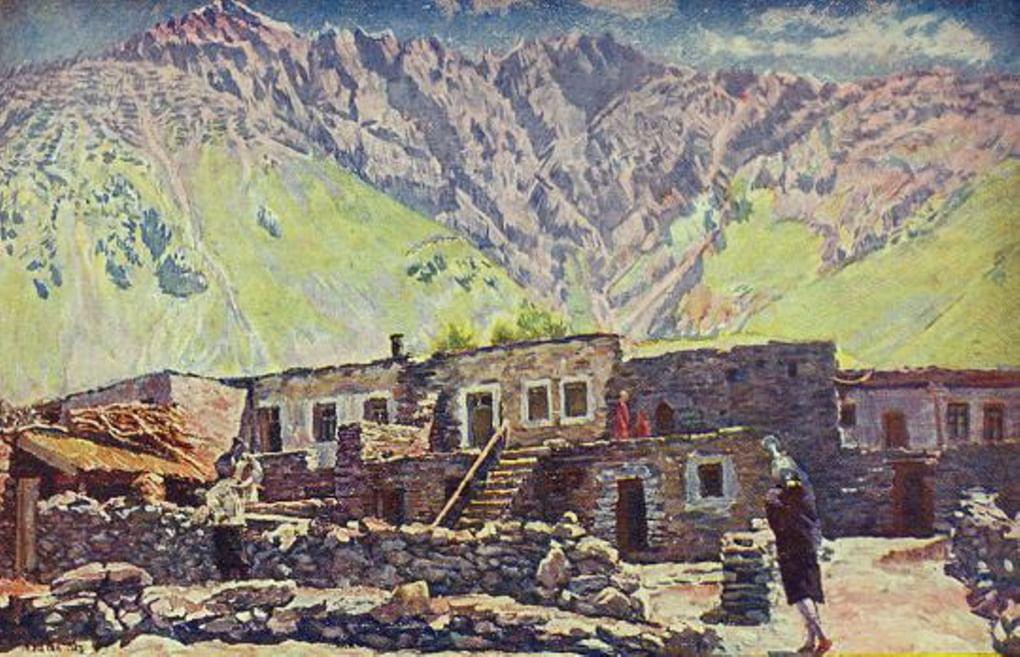 Илья Машков. Грузия. Казбек. Шат-гора и аул. 1920-е 