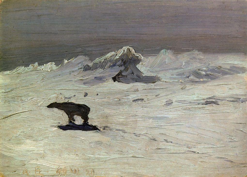 Александр Борисов. Лунная ночь. Медведь на охоте. 1899