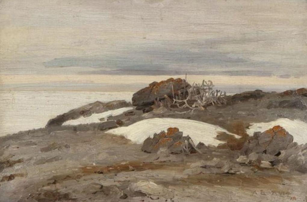 Александр Борисов. Священное место самоедов на северо-восточном Болванском носу. Карские ворота. 1898. Фотография: goskatalog.ru