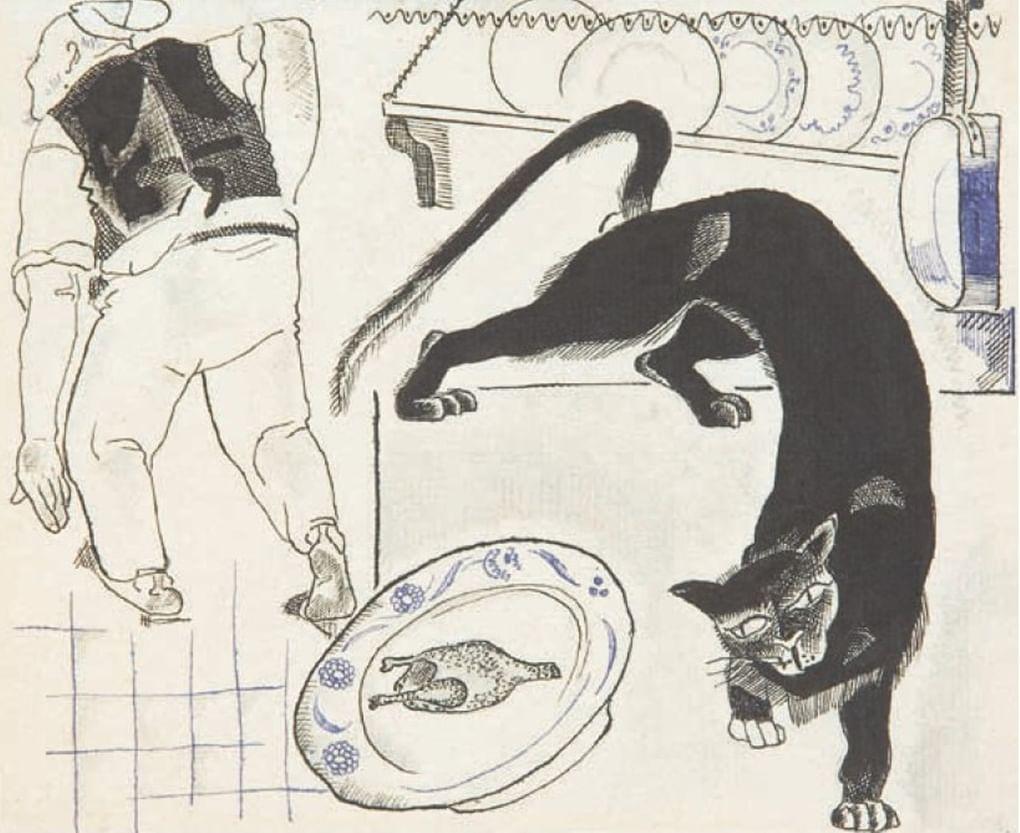 Александр Дейнека. Кот и повар. 1922