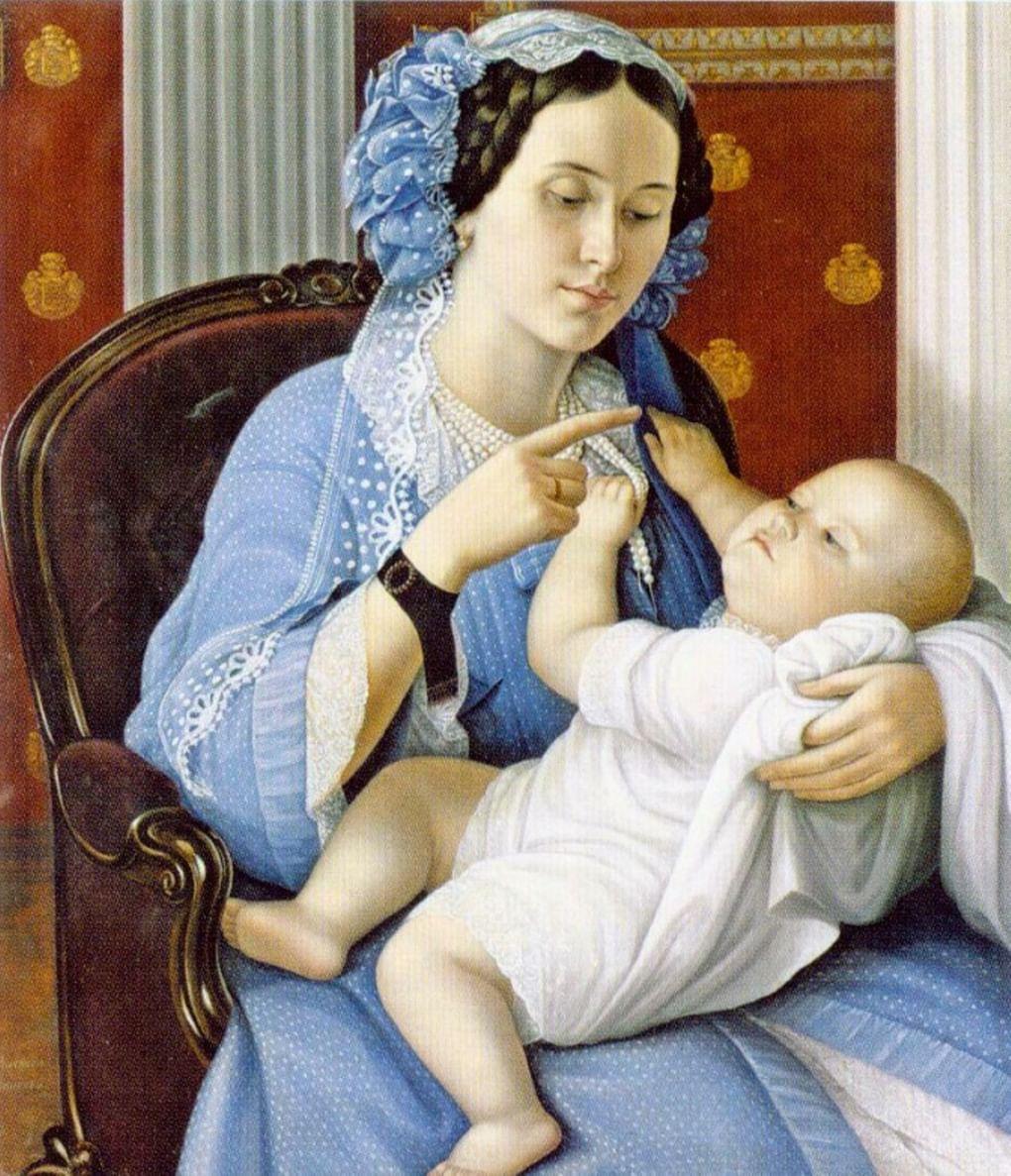 Алексей Ягодников. Портрет Любови Лихачевой с сыном. 1852. ГТГ