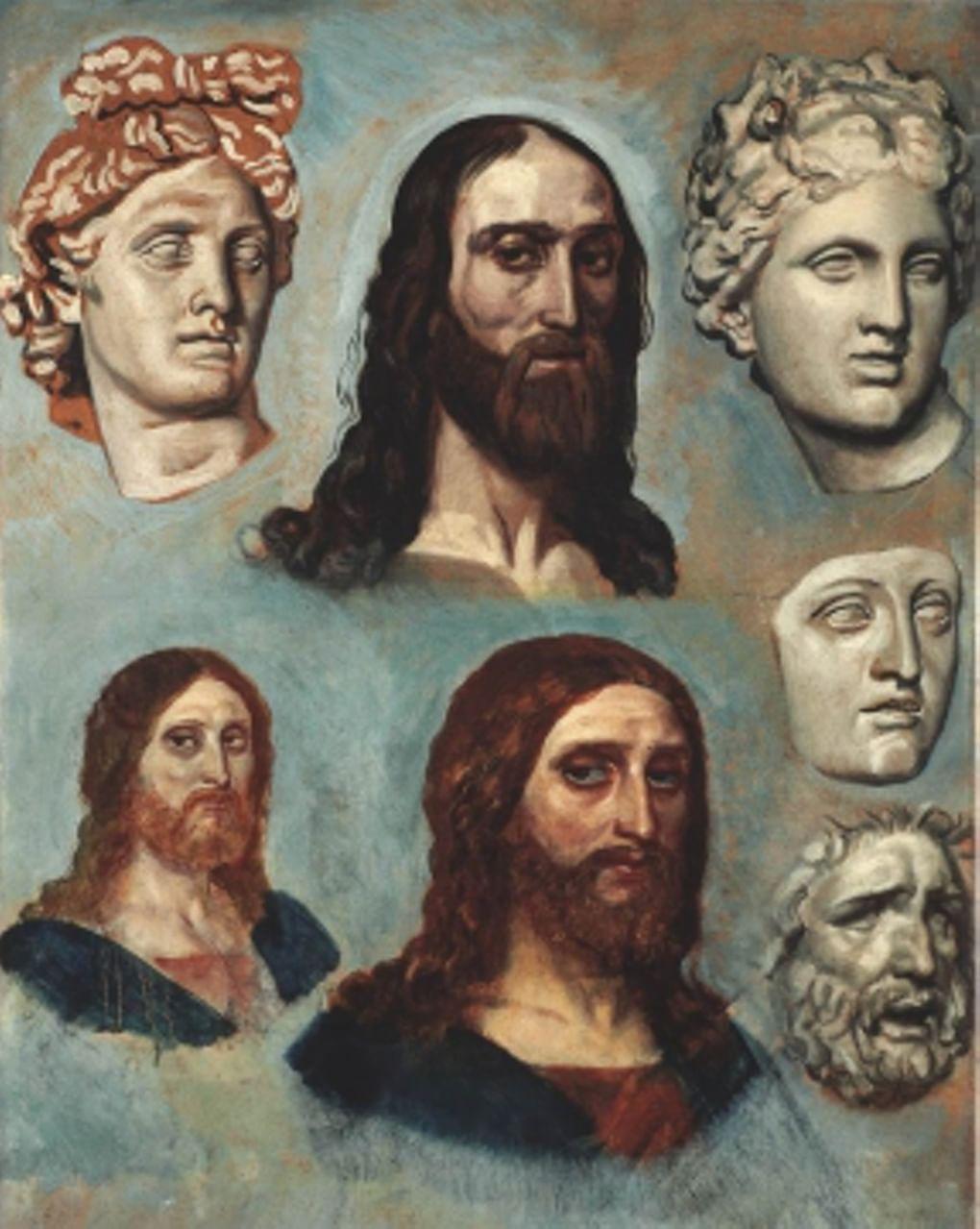 Александр Иванов. Голова Христа (три варианта). 2-я пол. 1830-х - 1840-е. ГТГ