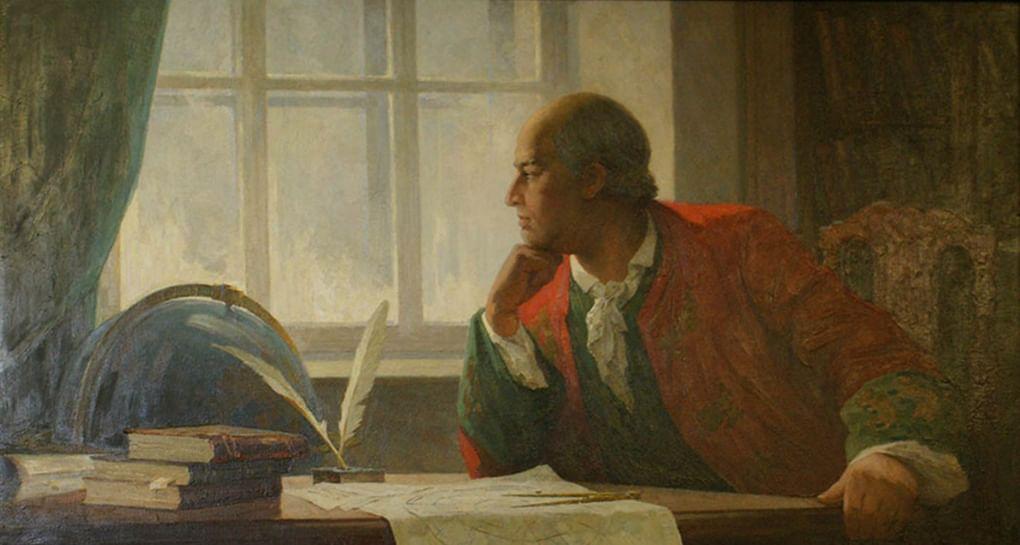 Николая Кисляков. Портрет Михаила Ломоносова (фрагмент). 1963. Историко-мемориальный музей М.В. Ломоносова, с. Ломоносово, Архангельская область