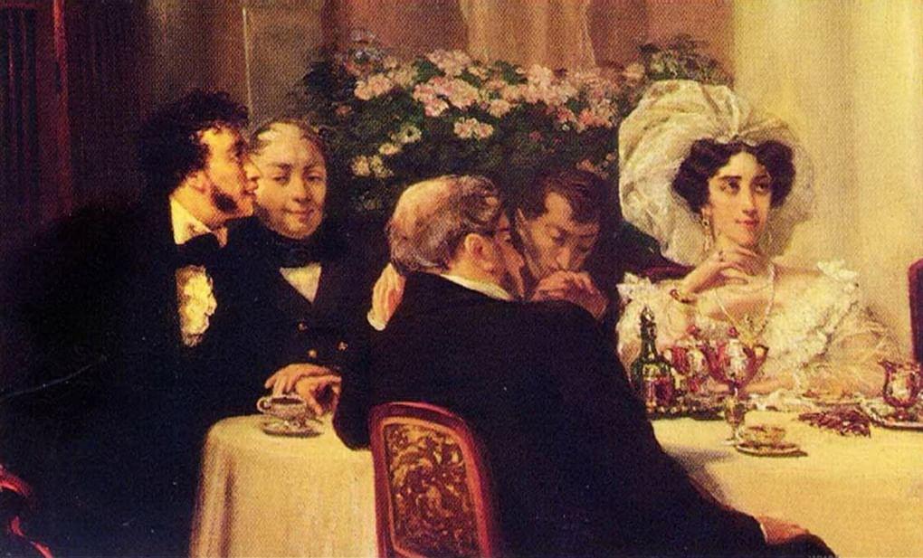 Григорий Мясоедов. В салоне Зинаиды Волконской (фрагмент). 1907. Всероссийский музей А.С.Пушкина