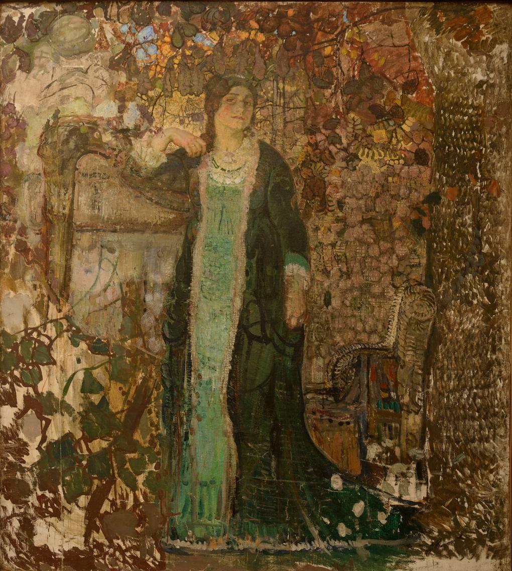 А. Савинов. Арфистка. Портрет Татьяны Сергеевны Барцевой. 1908, Саратовский музей им. А.Н. Радищева 