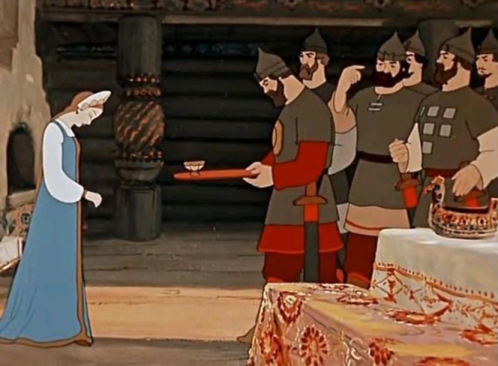 Кадр из мультипликационного фильма Ивана Иванова-Вано «Сказка о мёртвой царевне и о семи богатырях» (1951)
