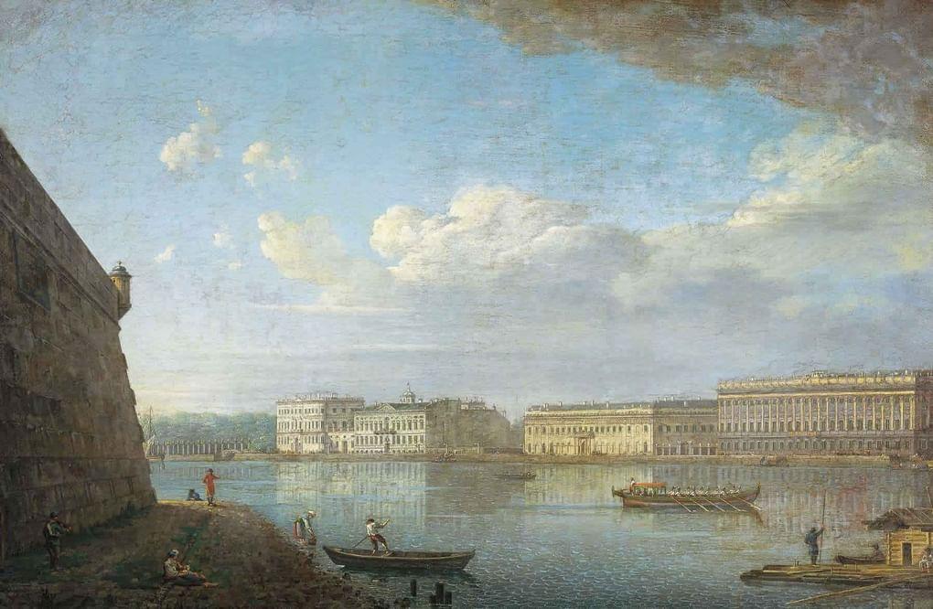 Федор Алексеев. Вид Дворцовой набережной от Петропавловской крепости. 1794 г. Третьяковская галерея, Москва