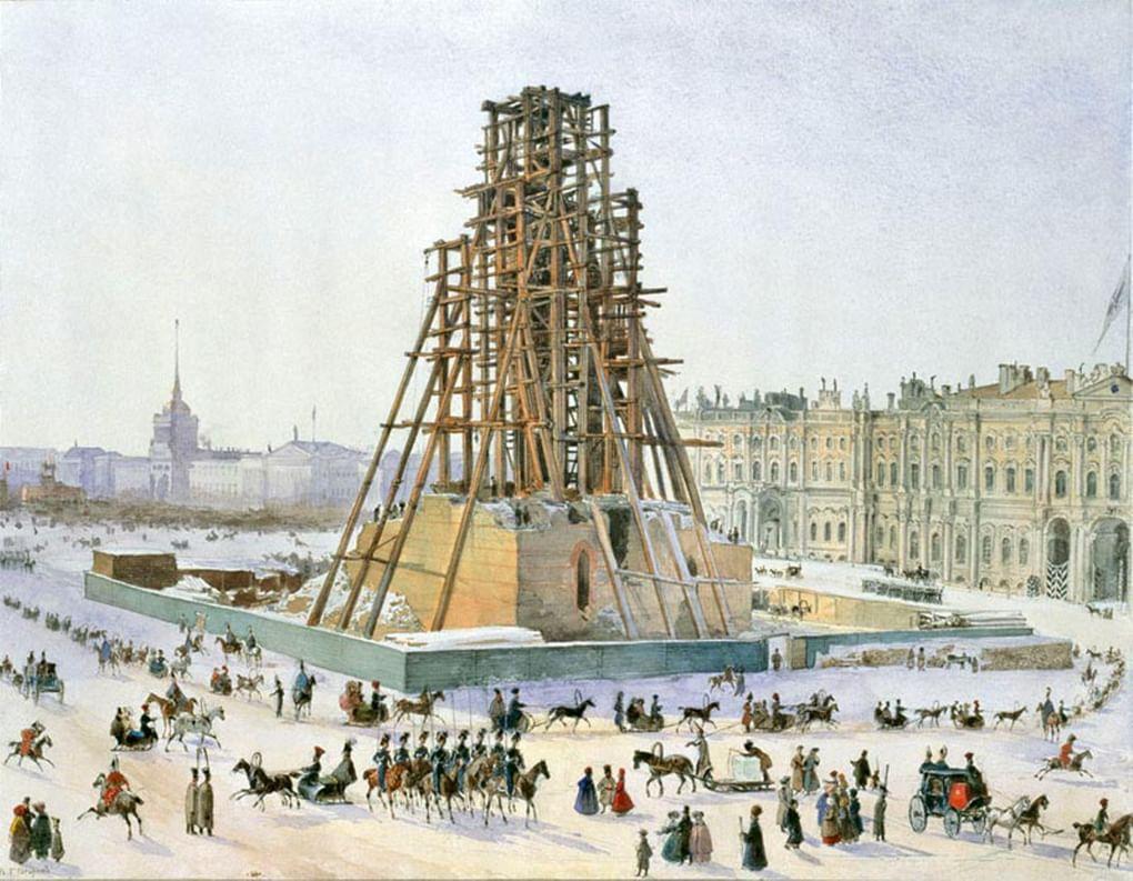 Григорий Гагарин. Александрийская колонна в лесах. 1832. Государственный Эрмитаж, Санкт-Петербург