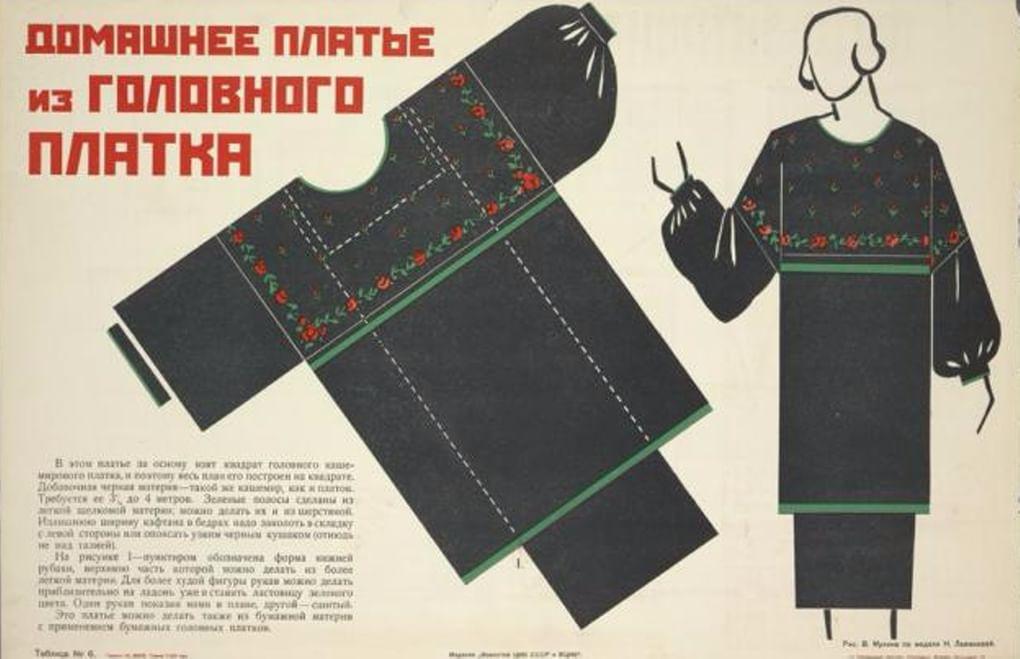 Вера Мухина и Наталья Ламанова. Эскиз домашнего платья из головного платка. Фотография: nlamanova.ru