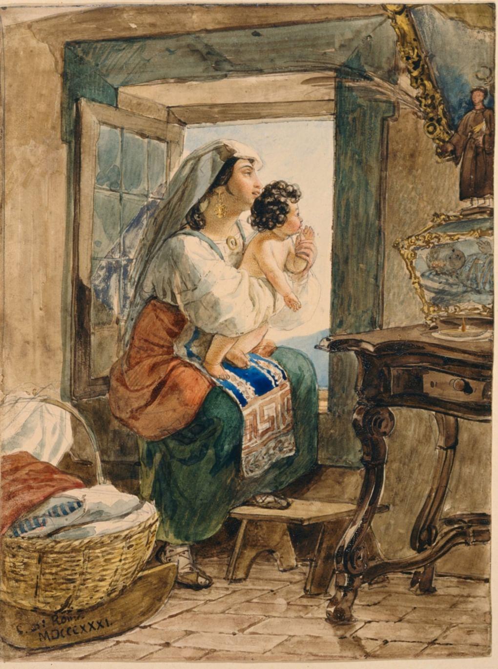 Карл Брюллов. Итальянка с ребенком у окна. 1831. Государственный музей изобразительных искусств имени А. С. Пушкина