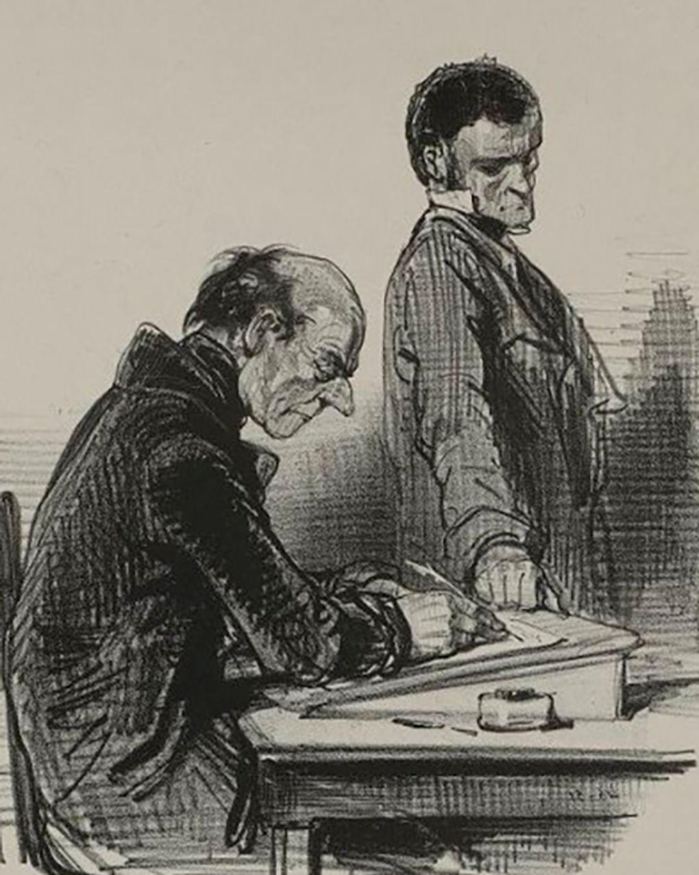 Поль Гаварни. Получение расписки. Лист из серии «Идеальный кредитор» (фрагмент). 2-я треть XIX века. Государственный музей изобразительных искусств им. А.С. Пушкина, Москва