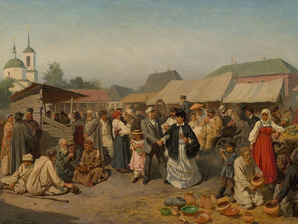 Константин Трутовский. Базар в провинции (фрагмент). 1870-е. Государственная Третьяковская галерея, Москва