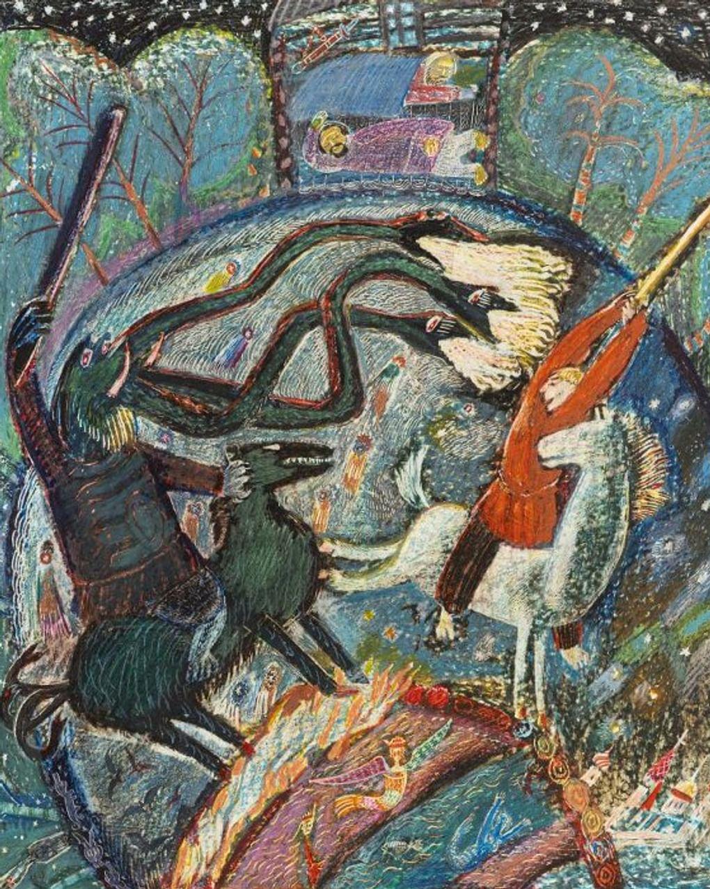Александр Лепетухин. Чудо-Юдо и Иван-крестьянский сын (фрагмент). 1980-е. Дальневосточный художественный музей, Хабаровск