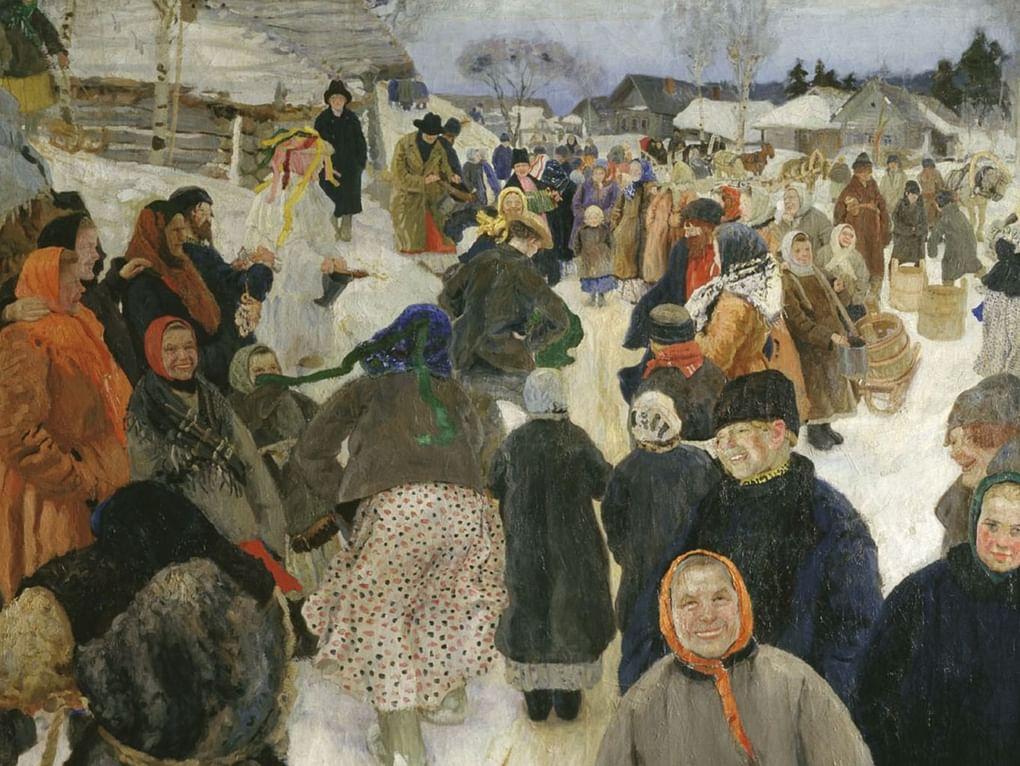 Гавриил Горелов. Ряженые в деревне (фрагмент). 1906. Одесский художественный музей, Одесса, Украина