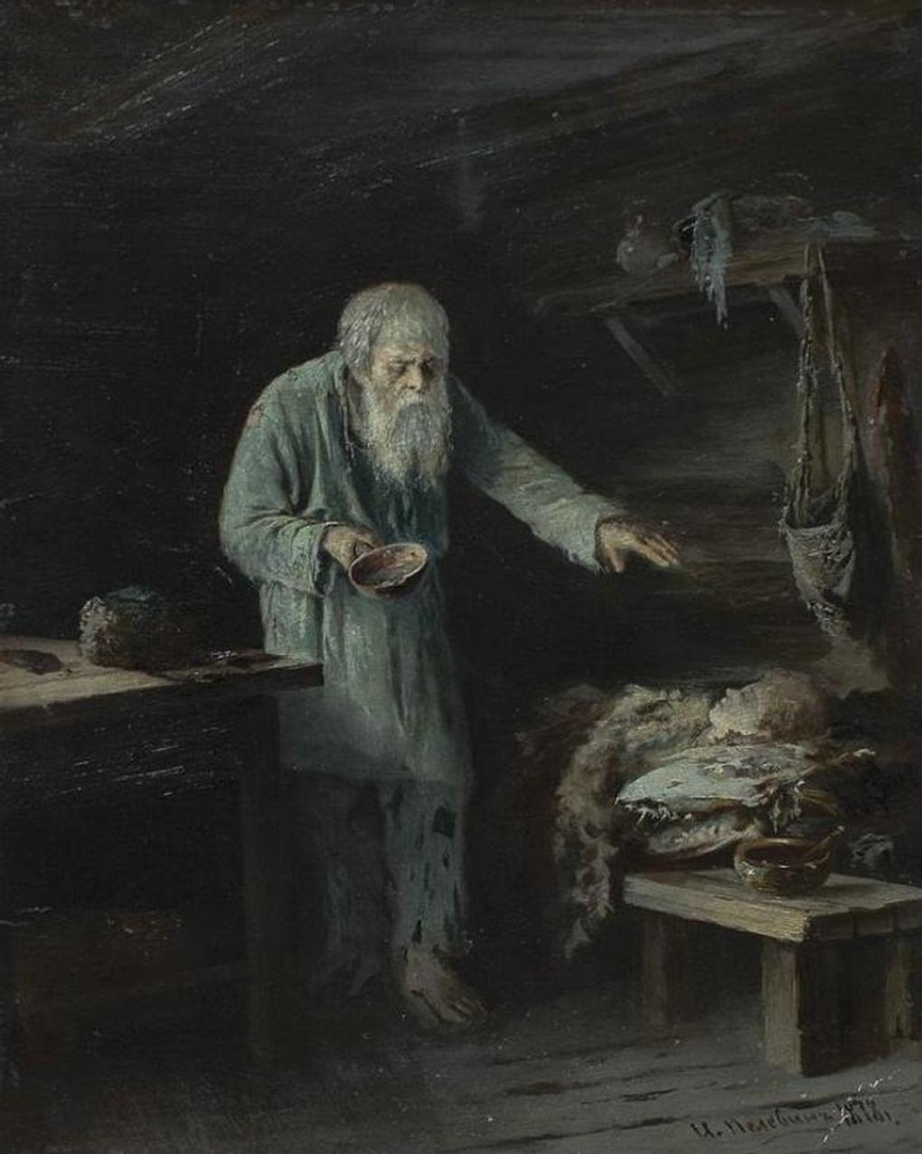 Иван Пелевин. Слепой старик у больной. 1878. Иркутский областной художественный музей им. В.П. Сукачева, Иркутск
