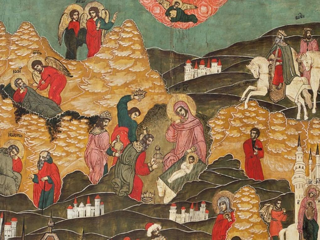 Рождество Христово (фрагмент). XVIII век. Новгородский государственный объединенный музей-заповедник, Великий Новгород