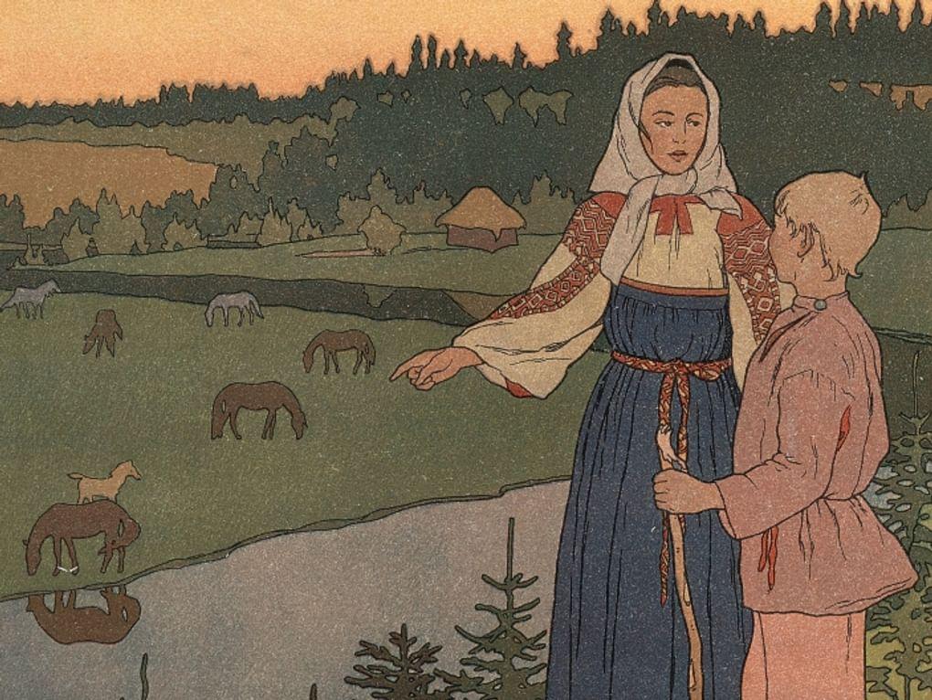 Иван Билибин. Иллюстрация к русской народной сказке «Сестрица Аленушка и братец Иванушка» (фрагмент). Санкт-Петербург: Экспедиция заготовления государственных бумаг, 1903