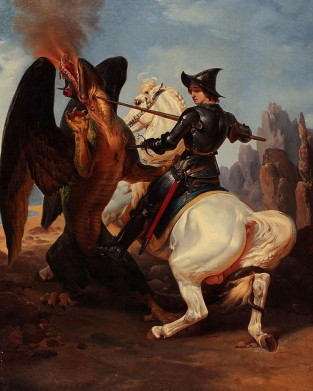  Неизвестный художник. Рыцарь, убивающий дракона (фрагмент). XIX век. Севастопольский художественный музей им. М.П. Крошицкого, Севастополь