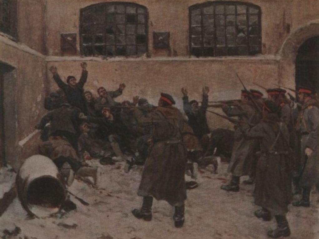 Иван Владимиров. Расстрел на Пресне в декабре 1905 года (фрагмент). 1906. Музей современной истории России, Москва