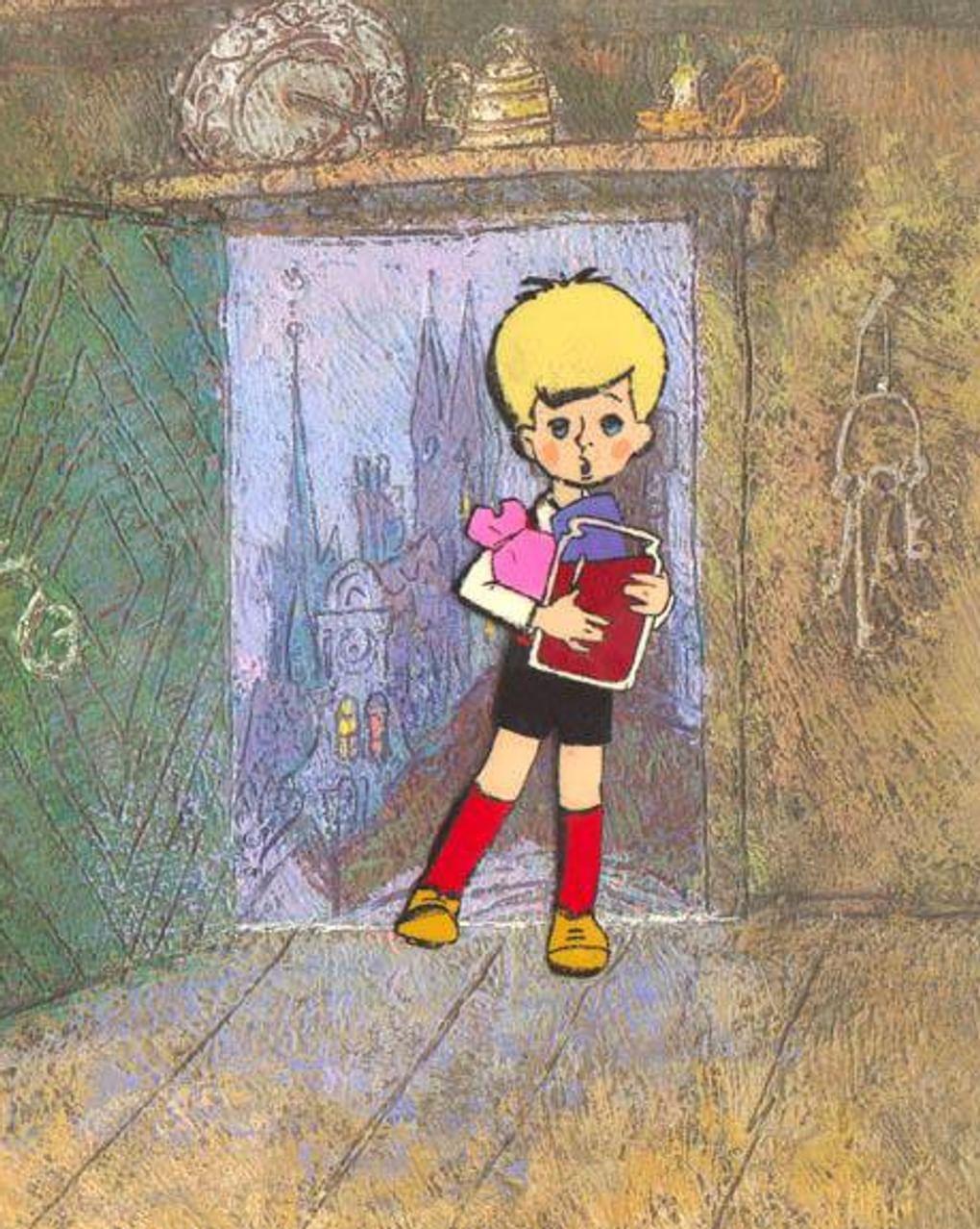 Малыш с банкой варенья (фрагмент). Сцена из мультипликационного фильма Бориса Степанцева «Малыш и Карлсон». 1968. Государственный центральный музей кино, Москва