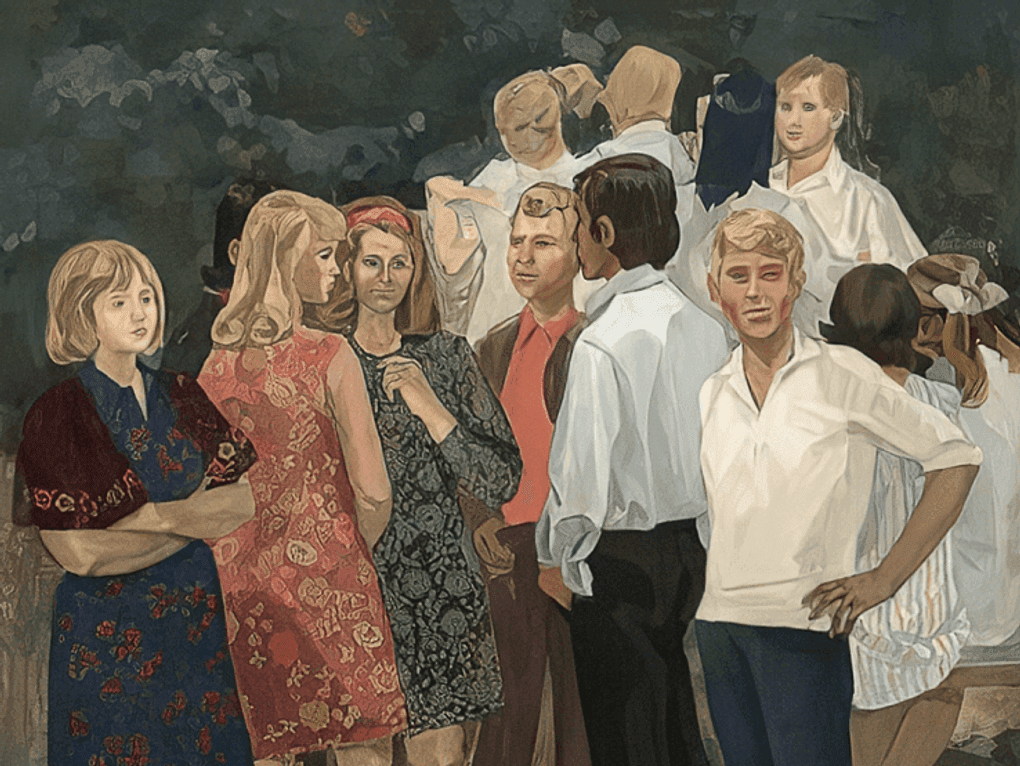 Алексей Жабский. Молодые угличане (фрагмент). 1980-е. Государственный музейно-выставочный центр «РОСИЗО», Москва