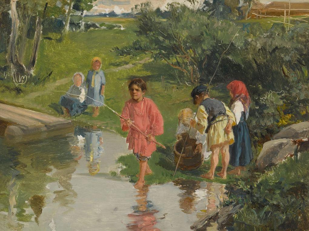 Илларион Прянишников. Ребятишки-рыбачки. Не позднее 1882. Государственная Третьяковская галерея, Москва
