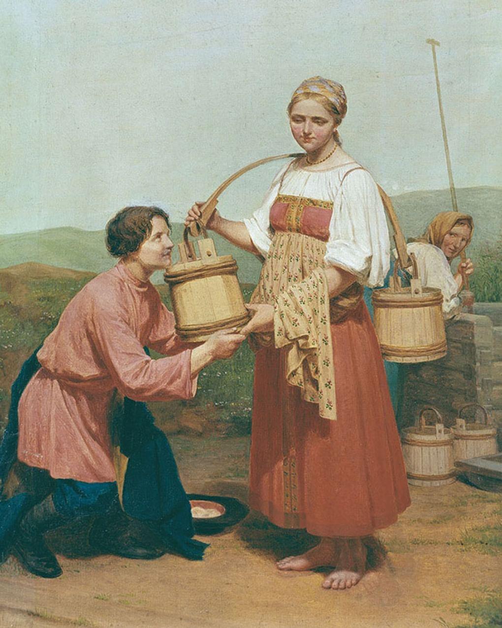 Алексей Венецианов. Встреча у колодца (фрагмент). 1843. Азербайджанский национальный музей искусств, Баку, Азербайджан